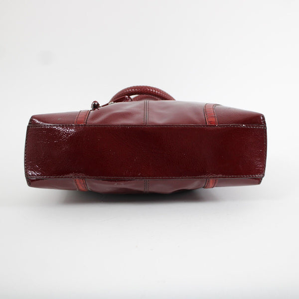Brighton D562469 13 x 12 x 3 Burgundy Red Inner Pockets Patent Leather Purse