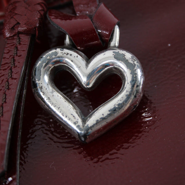 Brighton D562469 13 x 12 x 3 Burgundy Red Inner Pockets Patent Leather Purse