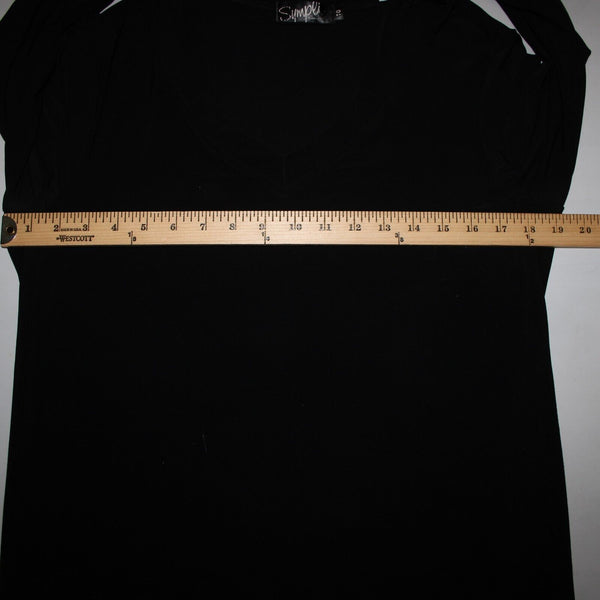 Sympli Sz 10 Black Cold Collar Asymmetrical V Neck Jersey Top
