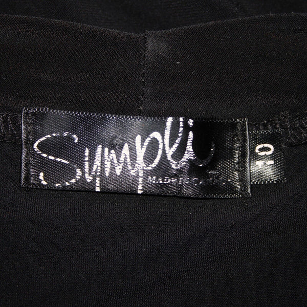 Sympli Sz 10 Black Cold Collar Asymmetrical V Neck Jersey Top