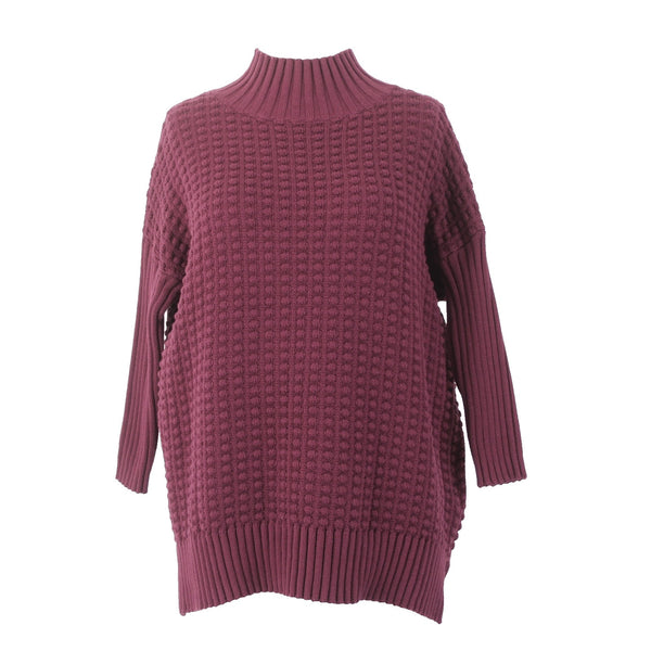 French Connection Sweater NEW $128 Sz XS Burgundy Red Turtleneck 100% Cotton