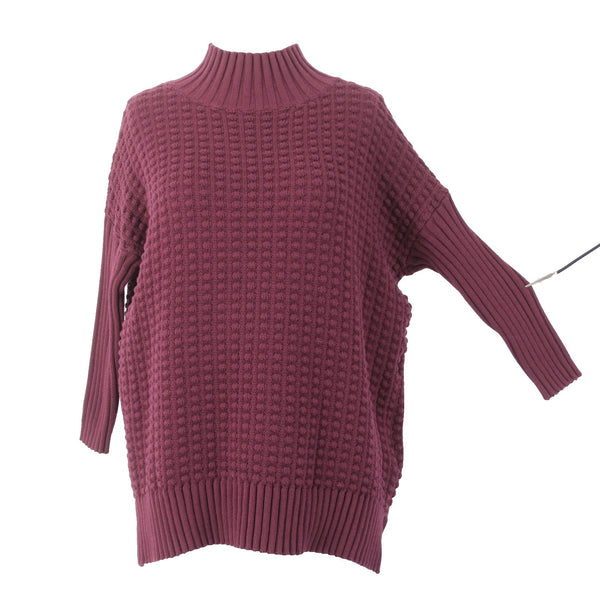 French Connection Sweater NEW $128 Sz XS Burgundy Red Turtleneck 100% Cotton