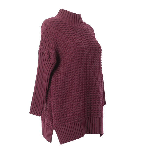 French Connection Sweater NEW $128 Sz XS Burgundy Red Turtleneck 100% Cotton