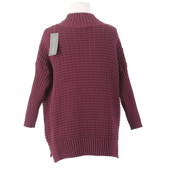 French Connection Sweater NEW $128 Sz XS Burgundy Red Turtleneck 100% Cotton