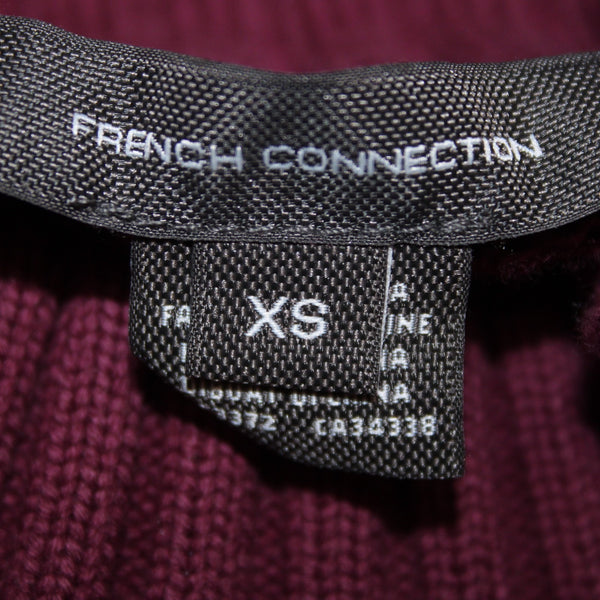 French Connection Sweater NEW $128 Sz XS Burgundy Red Turtleneck 100% Cotton