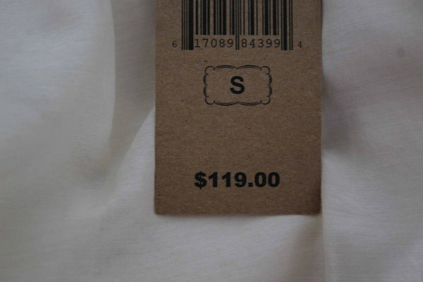 Lucky Brand NEW $120 Sz S Ivory Sheer Lace Inserts Cotton Silk Poly Top