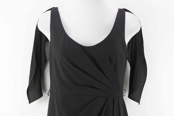 Vera Wang White NEW $178 Sz 2 Black Polyester Cold Shoulder Lined Dress