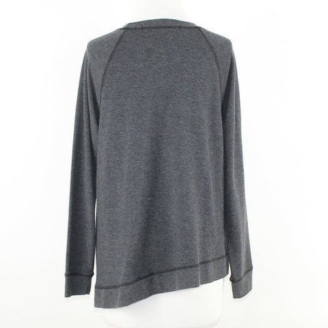 Michael Stars Sz S Charcoal Asymmetrical Split Detail Polyester Blend Top