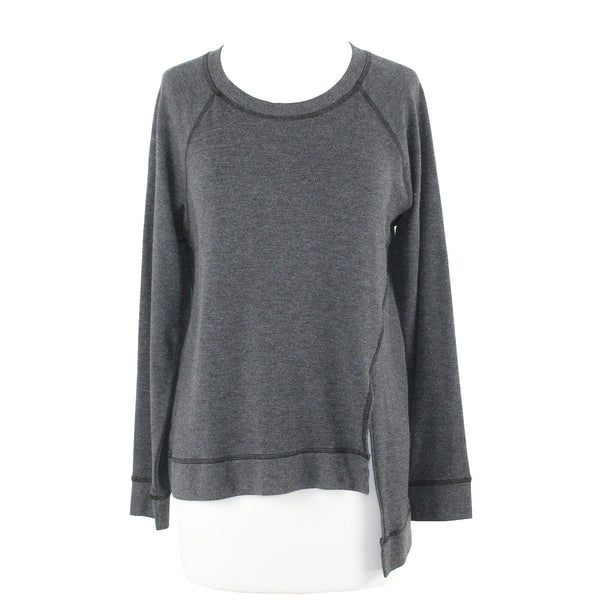 Michael Stars Sz S Charcoal Asymmetrical Split Detail Polyester Blend Top