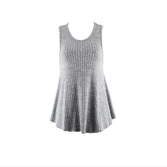 X AriZona Sz XS Grey Ribbed Rounded Bottom Racerback Rayon Poly Blend Top
