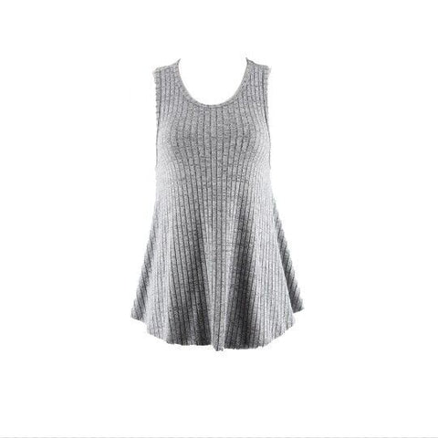 X AriZona Sz XS Grey Ribbed Rounded Bottom Racerback Rayon Poly Blend Top