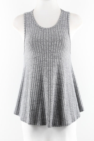 X AriZona Sz XS Grey Ribbed Rounded Bottom Racerback Rayon Poly Blend Top