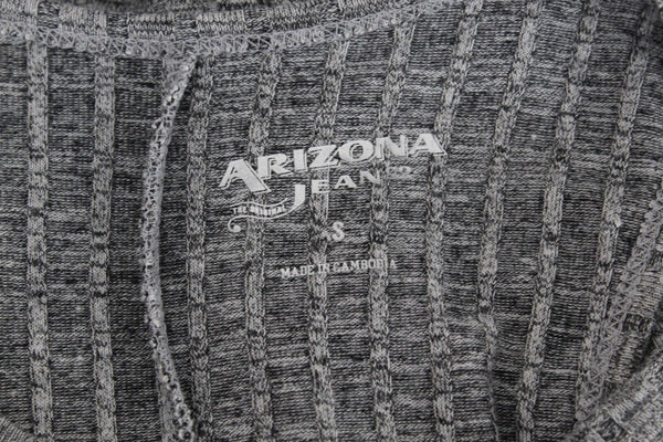 X AriZona Sz XS Grey Ribbed Rounded Bottom Racerback Rayon Poly Blend Top
