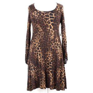 Karen Kane NEW $108 Sz XL Brown Tan Animal Print Scoop Neck Rayon Spandex Dress