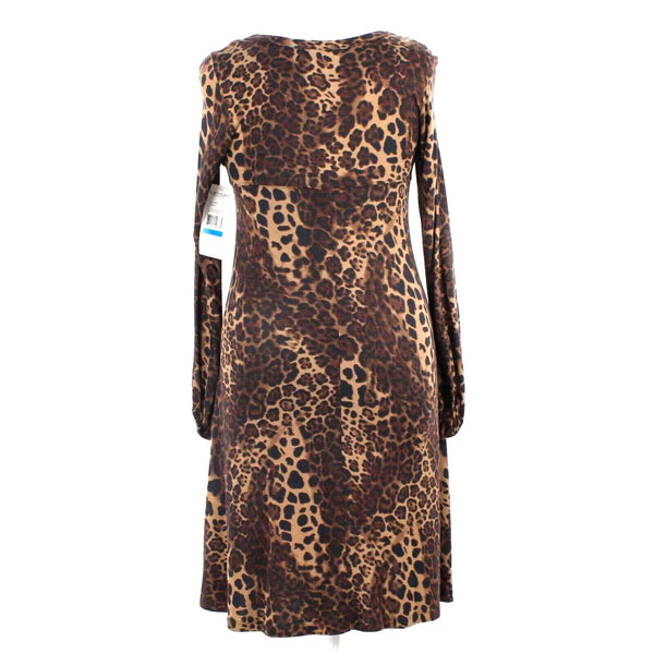 Karen Kane NEW $108 Sz XL Brown Tan Animal Print Scoop Neck Rayon Spandex Dress
