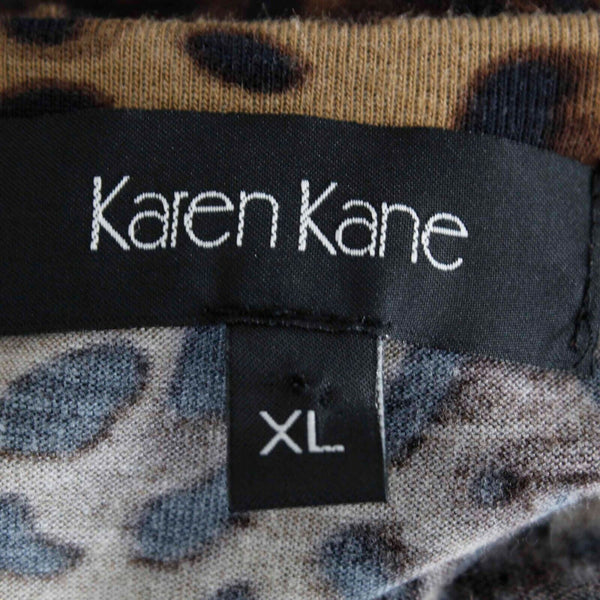 Karen Kane NEW $108 Sz XL Brown Tan Animal Print Scoop Neck Rayon Spandex Dress