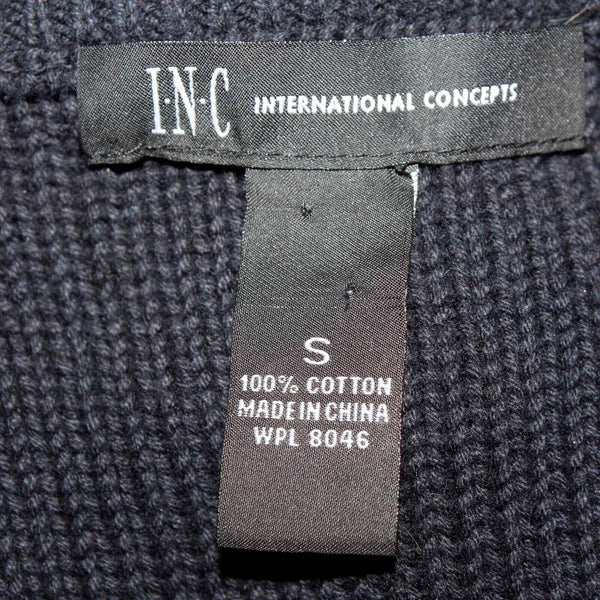 INC Sz S Black Open Knit Scoop Neck Short Sleeve 100% Cotton Bodycon Dress