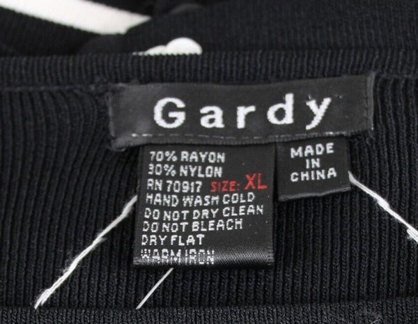 Gardy NEW Sz XL Black White Beaded Sequin Rayon Tight Knit Nylon Cardigan