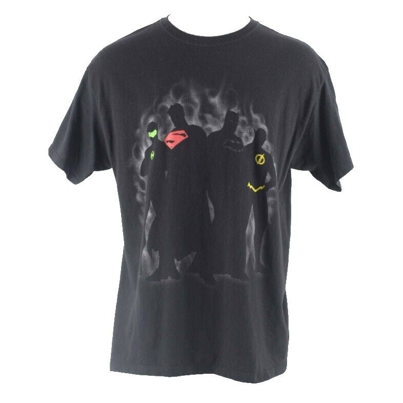 Justice League Unlimited Sz XL Black Multi 100% Cotton Tee Shirt