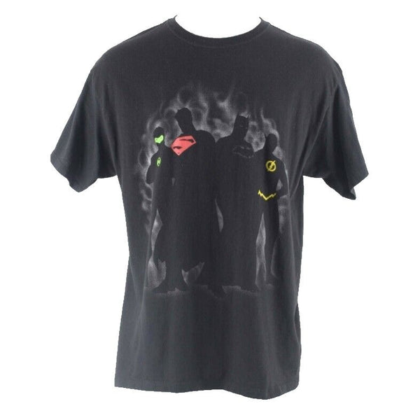 Justice League Unlimited Sz XL Black Multi 100% Cotton Tee Shirt