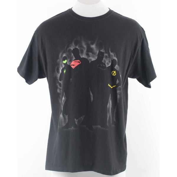 Justice League Unlimited Sz XL Black Multi 100% Cotton Tee Shirt