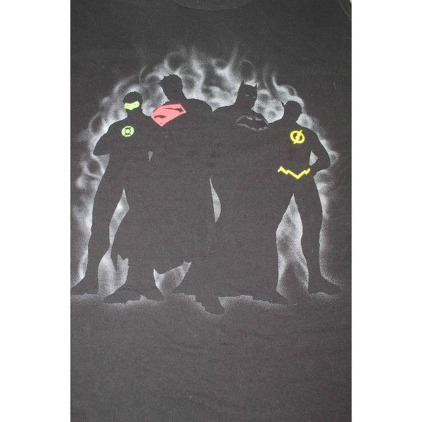 Justice League Unlimited Sz XL Black Multi 100% Cotton Tee Shirt