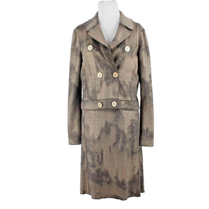 Worth NEW $648 Sz 6 Gold Black Doubleface Laminated Cotton Poly Blazer Dress