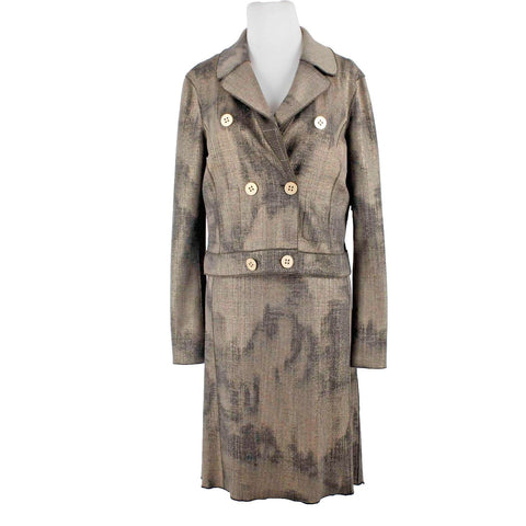 Worth NEW $648 Sz 6 Gold Black Doubleface Laminated Cotton Poly Blazer Dress
