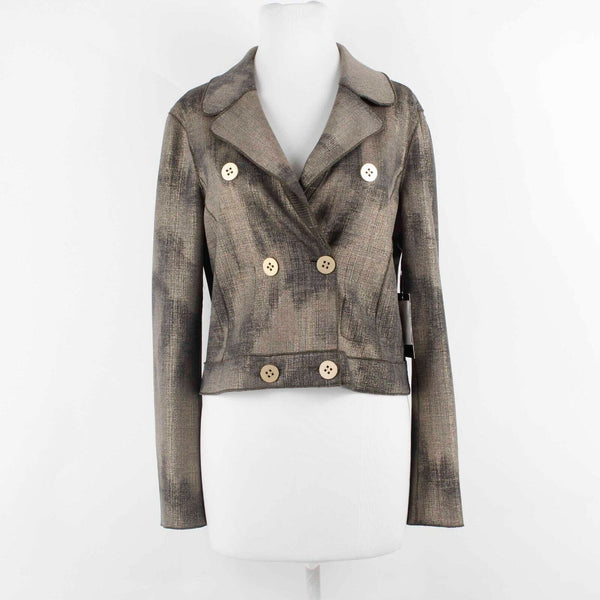 Worth NEW $648 Sz 6 Gold Black Doubleface Laminated Cotton Poly Blazer Dress