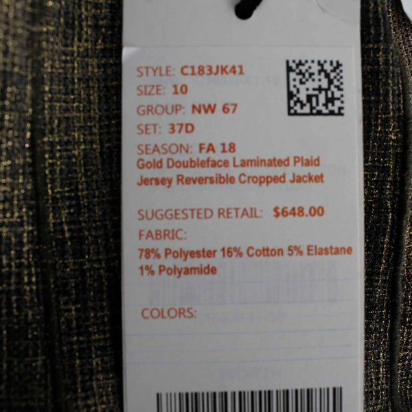 Worth NEW $648 Sz 6 Gold Black Doubleface Laminated Cotton Poly Blazer Dress