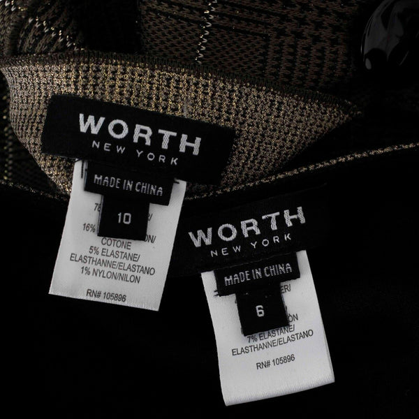 Worth NEW $648 Sz 6 Gold Black Doubleface Laminated Cotton Poly Blazer Dress