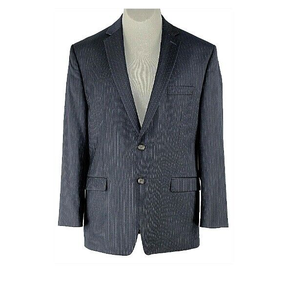 Lauren Ralph Lauren Sz 44R Navy Blue Pinstriped 100% Wool Lined Blazer