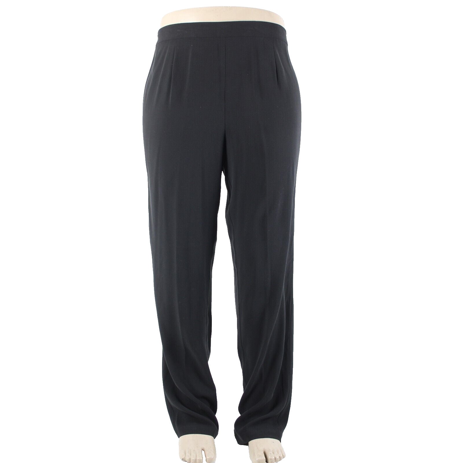 Eileen Fisher NEW $248 Georgette Crepe Sz 1x x 34 Black Slim 100% Silk Pant