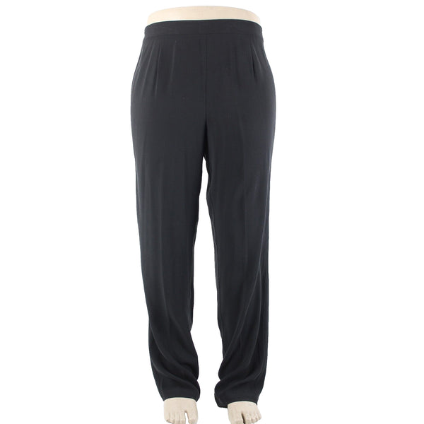 Eileen Fisher NEW $248 Georgette Crepe Sz 1x x 34 Black Slim 100% Silk Pant
