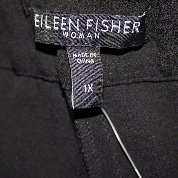 Eileen Fisher NEW $248 Georgette Crepe Sz 1x x 34 Black Slim 100% Silk Pant