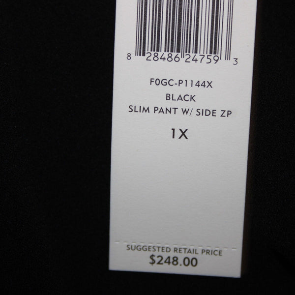 Eileen Fisher NEW $248 Georgette Crepe Sz 1x x 34 Black Slim 100% Silk Pant