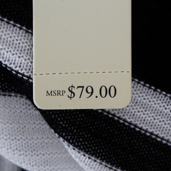 Cyrus NEW $79 Sz L Black Ivory Striped Open Textured 100% Viscose Knit Wrap