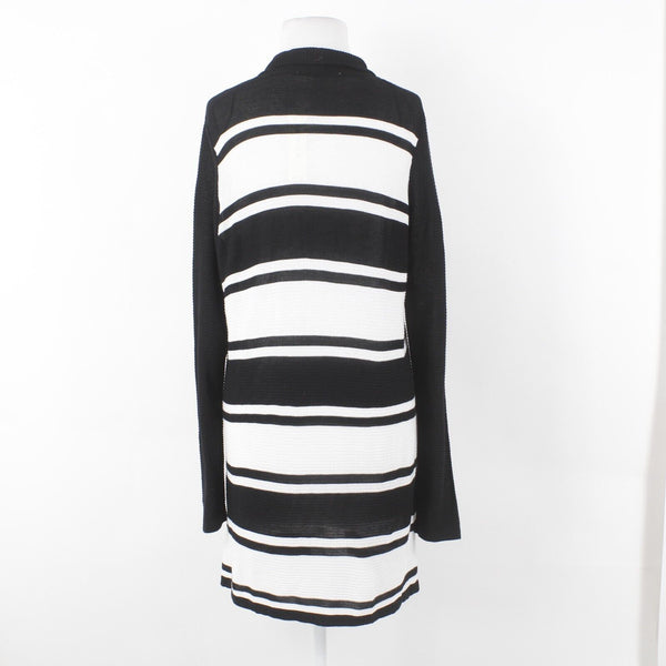 Cyrus NEW $79 Sz L Black Ivory Striped Open Textured 100% Viscose Knit Wrap
