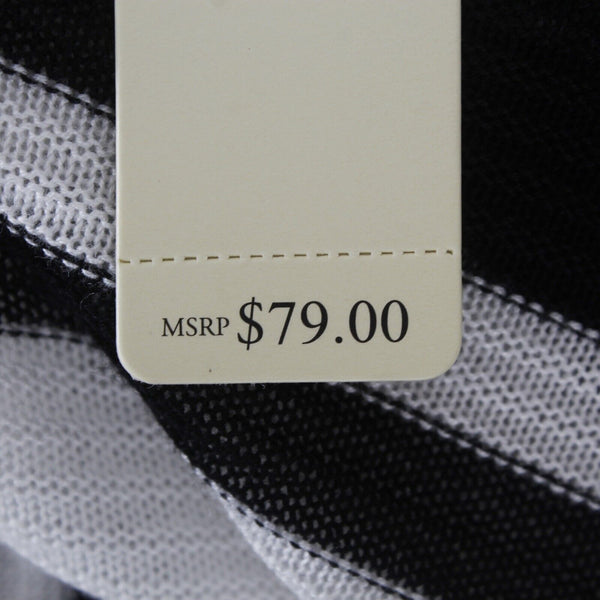 Cyrus NEW $79 Sz L Black Ivory Striped Open Textured 100% Viscose Knit Wrap