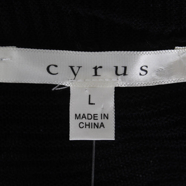 Cyrus NEW $79 Sz L Black Ivory Striped Open Textured 100% Viscose Knit Wrap