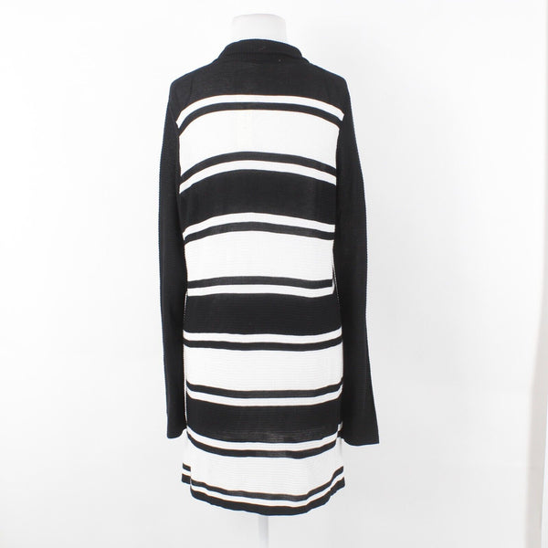 Cyrus NEW $79 Sz L Black Ivory Striped Open Textured 100% Viscose Knit Wrap