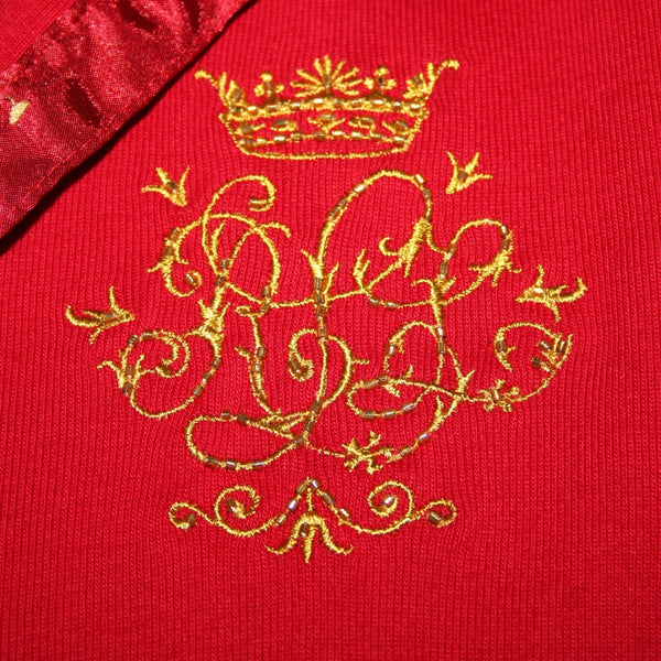 Ralph Lauren NEW $100 Sz S Red Gold Embroidered Beaded 100% Cotton Dress