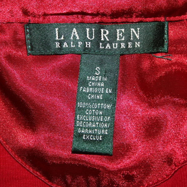 Ralph Lauren NEW $100 Sz S Red Gold Embroidered Beaded 100% Cotton Dress