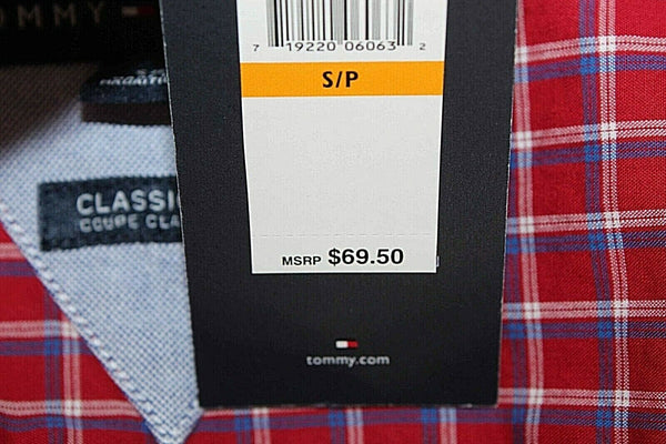 Tommy Hilfiger NEW $70 Sz SP Red Multi Button Down 100% Cotton Men's Shirt
