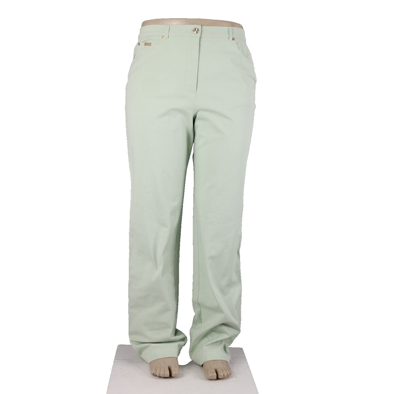 St John Sport Sz 16 x 35 Mint Green Pockets Straight Leg Cotton Lycra Jeans