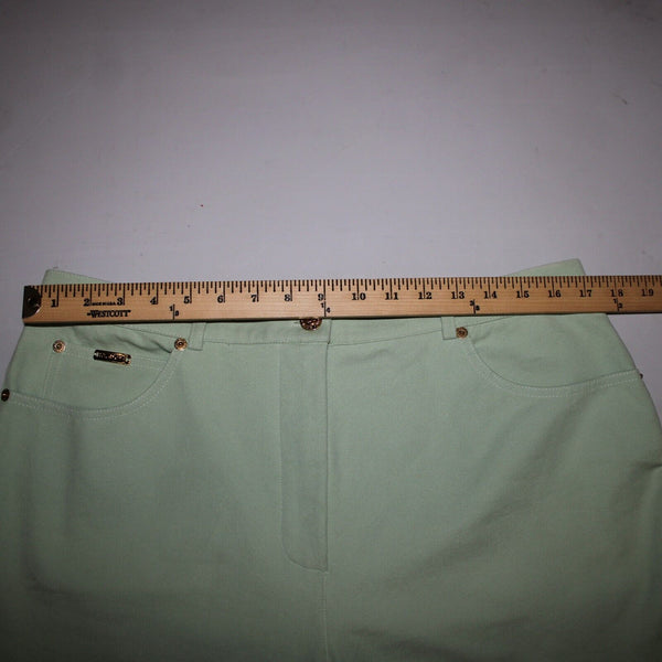 St John Sport Sz 16 x 35 Mint Green Pockets Straight Leg Cotton Lycra Jeans