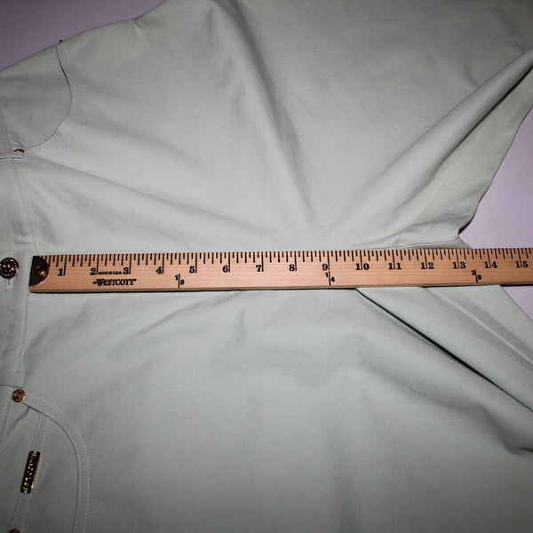 St John Sport Sz 16 x 35 Mint Green Pockets Straight Leg Cotton Lycra Jeans