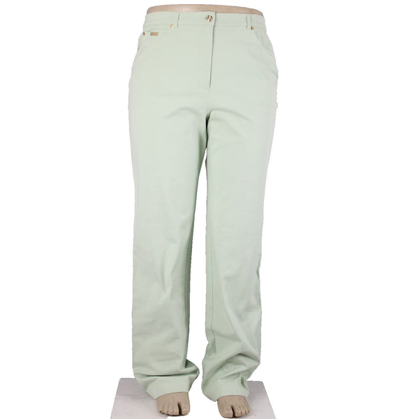 St John Sport Sz 16 x 35 Mint Green Pockets Straight Leg Cotton Lycra Jeans