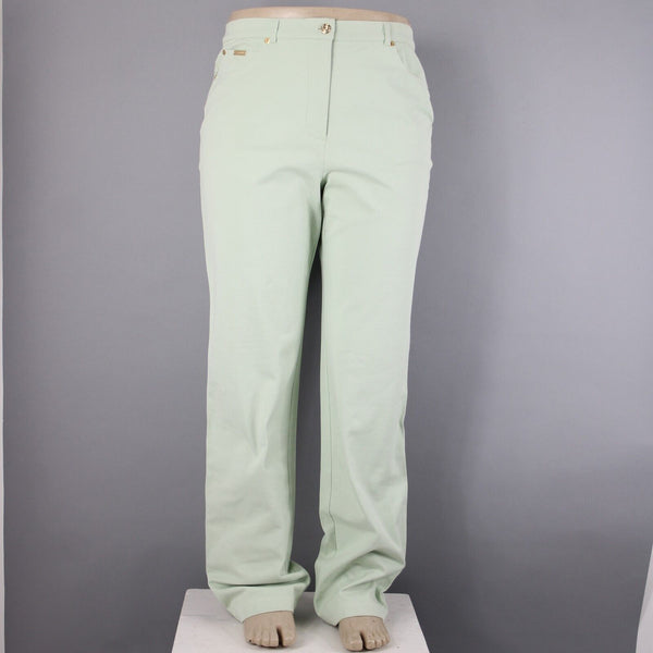 St John Sport Sz 16 x 35 Mint Green Pockets Straight Leg Cotton Lycra Jeans