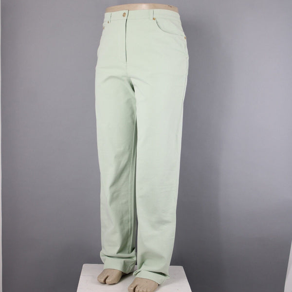 St John Sport Sz 16 x 35 Mint Green Pockets Straight Leg Cotton Lycra Jeans